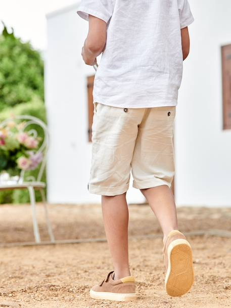 Bermuda garçon cérémonie en coton/lin beige+beige clair+bleu+marine foncé+vert sauge 15 - vertbaudet enfant 