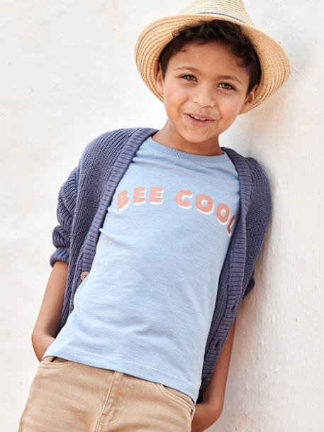 T-shirt garçon message 'Bee cool' bleu ciel 1 - vertbaudet enfant 