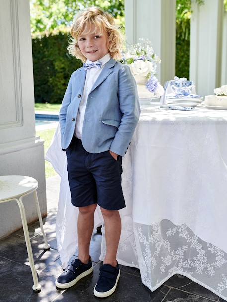 Veste de cérémonie garçon en coton/lin beige clair+bleu+marine foncé 9 - vertbaudet enfant 