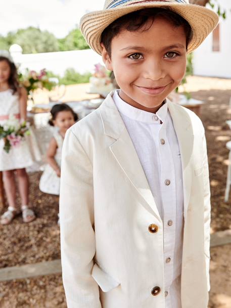 Veste de cérémonie garçon en coton/lin beige clair+bleu+marine foncé 7 - vertbaudet enfant 