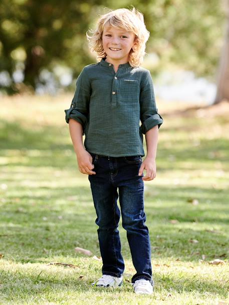Jean garçon droit morphologique FIN DENIM BRUT+STONE 1 - vertbaudet enfant 