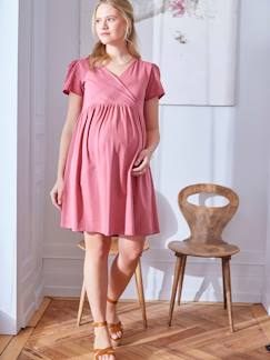 Vêtements de grossesse-Robe-Robe cache-coeur bi-matière grossesse et allaitement