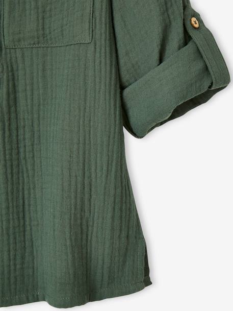 Chemise en gaze de coton personnalisable garçon manches retroussables Bleu moyen+bleu pétrole+écru+vert+vert d'eau 28 - vertbaudet enfant 