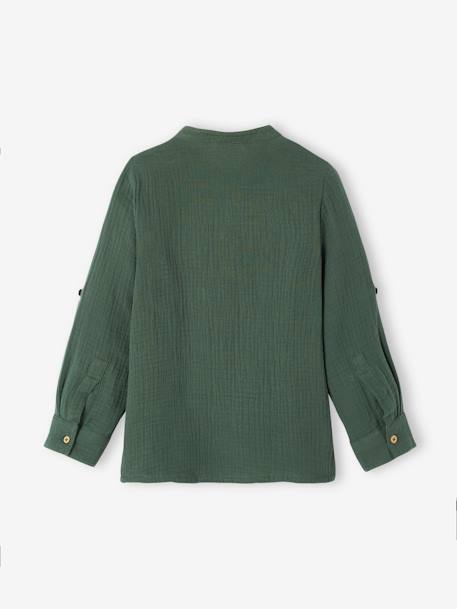 Chemise en gaze de coton personnalisable garçon manches retroussables Bleu moyen+bleu pétrole+écru+vert+vert d'eau 26 - vertbaudet enfant 
