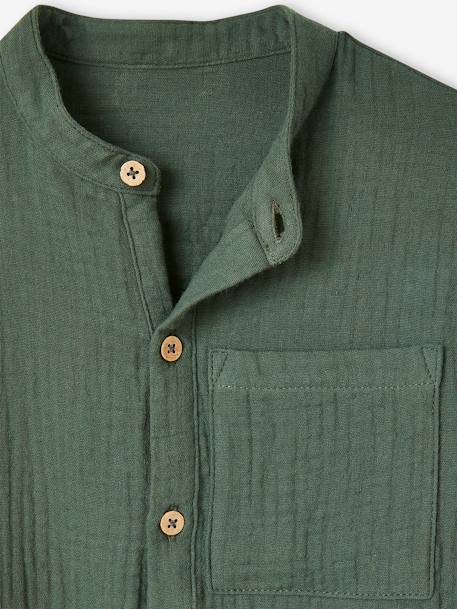 Chemise en gaze de coton personnalisable garçon manches retroussables Bleu moyen+bleu pétrole+écru+vert+vert d'eau 27 - vertbaudet enfant 