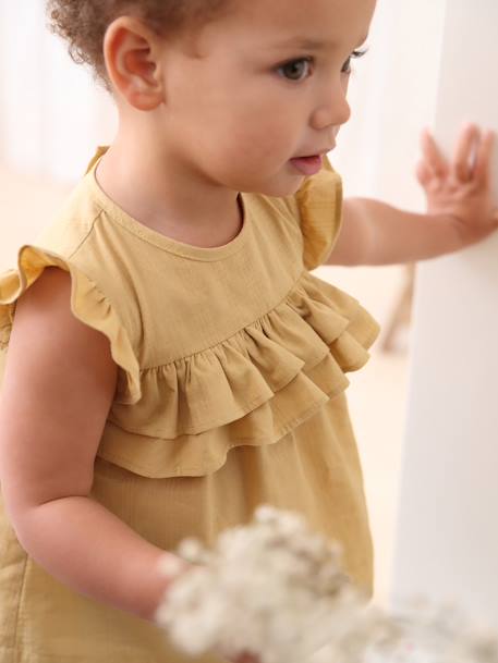 Blouse bébé à volants jaune pâle 1 - vertbaudet enfant 