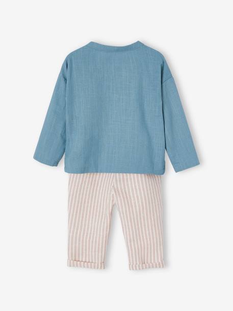 Ensemble 3 pièces bébé  chemise + pantalon + bandana bleu ciel 7 - vertbaudet enfant 