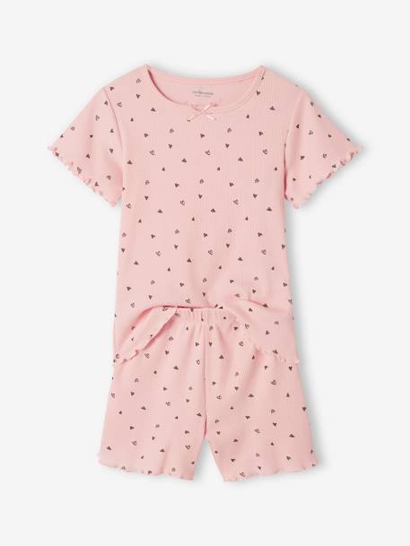 Lot de 2 pyjashorts fille imprimés en maille côtelée rose poudré 3 - vertbaudet enfant 