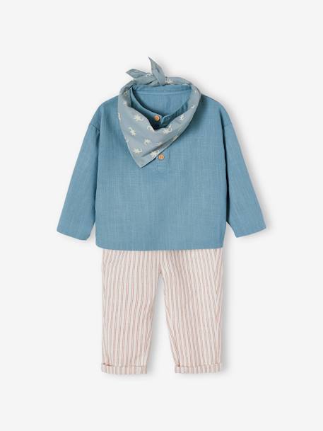 Ensemble 3 pièces bébé  chemise + pantalon + bandana bleu ciel 3 - vertbaudet enfant 