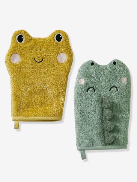 Lot de 2 gants de toilette Animorigolo bleu+vert sauge 7 - vertbaudet enfant 