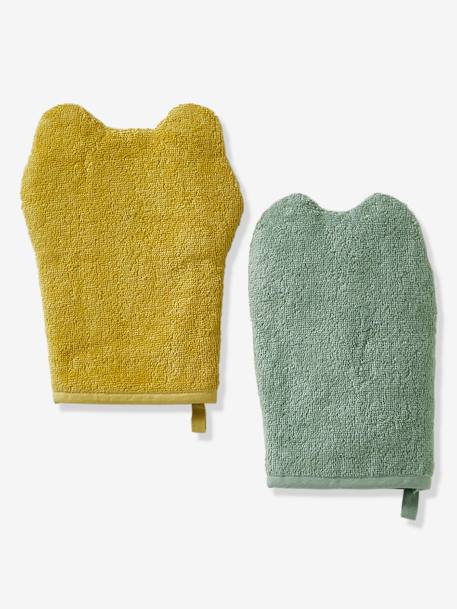 Lot de 2 gants de toilette Animorigolo bleu+vert sauge 9 - vertbaudet enfant 