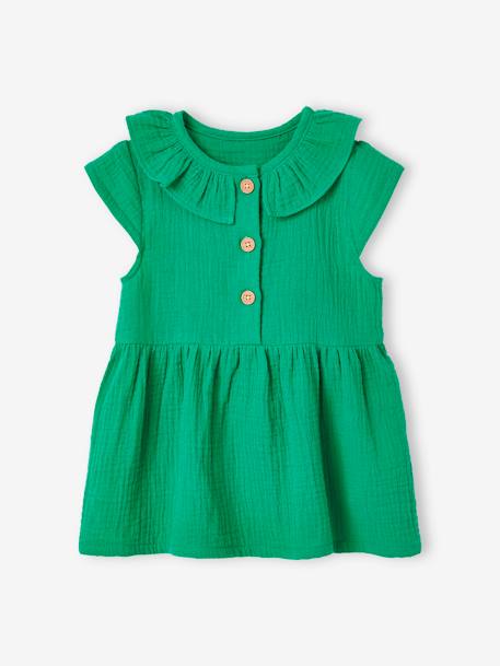Robe à collerette bébé en gaze de coton orange+vert 8 - vertbaudet enfant 