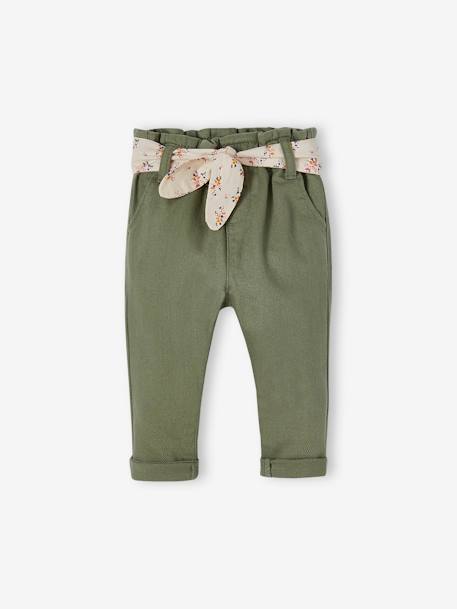 Pantalon paperbag bébé avec ceinture écru+lichen+rose pâle 5 - vertbaudet enfant 