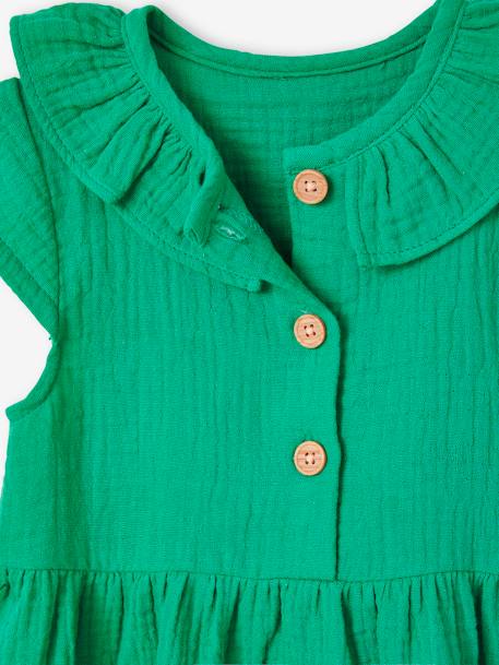 Robe à collerette bébé en gaze de coton orange+vert 10 - vertbaudet enfant 