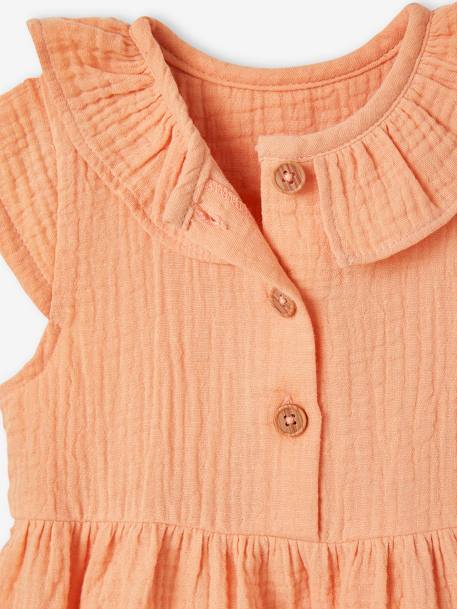 Robe à collerette bébé en gaze de coton orange+vert 4 - vertbaudet enfant 