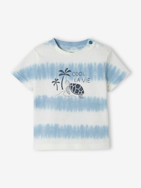 T-shirt tortue bébé tie and dye bleu ciel 1 - vertbaudet enfant 