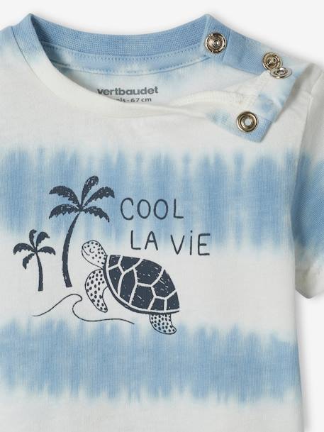 T-shirt tortue bébé tie and dye bleu ciel 2 - vertbaudet enfant 