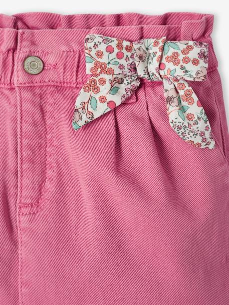 Jupe paperbag fille avec  noeud fantaisie fleuri rose bonbon 3 - vertbaudet enfant 