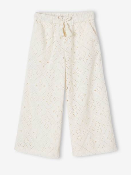 Pantalon large en broderie anglaise fille écru 3 - vertbaudet enfant 