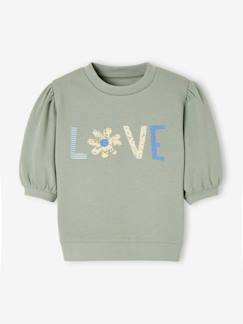 Fille-Pull, gilet, sweat-Sweat motif "love" fille manches boules courtes