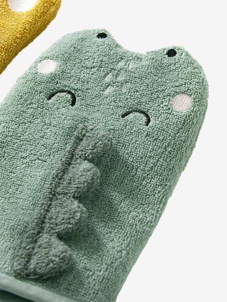 Lot de 2 gants de toilette Animorigolo bleu+vert sauge 9 - vertbaudet enfant 