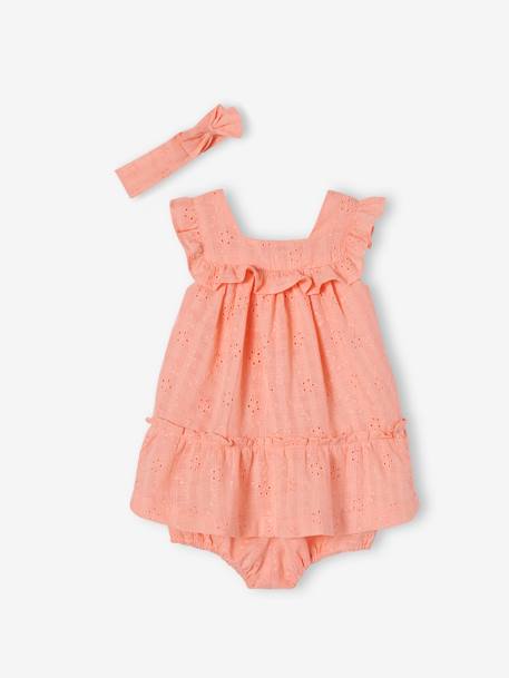 Ensemble en broderie anglaise bébé robe, bloomer et bandeau  - vertbaudet enfant