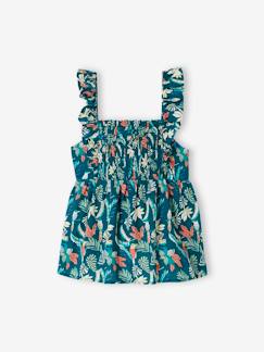 -Blouse smockée à bretelles volantées fille