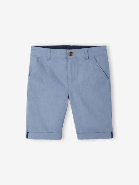 Bermuda garçon cérémonie en coton/lin beige+beige clair+bleu+marine foncé+vert sauge 17 - vertbaudet enfant 