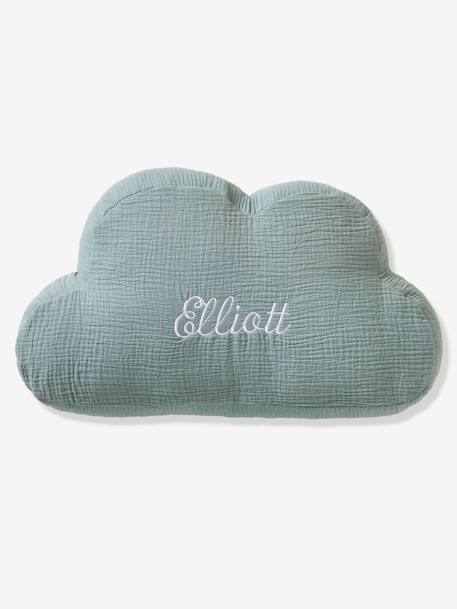 Coussin personnalisable gaze de coton Nuage bleu grisé+moutarde+rose poudré+vert sauge 1 - vertbaudet enfant 