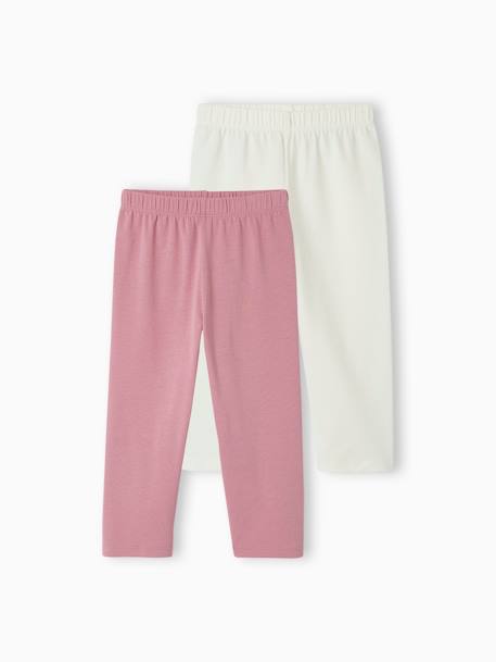 Lot de 2 leggings fille mi-mollets gris chiné+mauve+vert émeraude 7 - vertbaudet enfant 