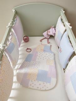 Tour de lit bébé réversible beige motif feuilles l Collection Diplododo