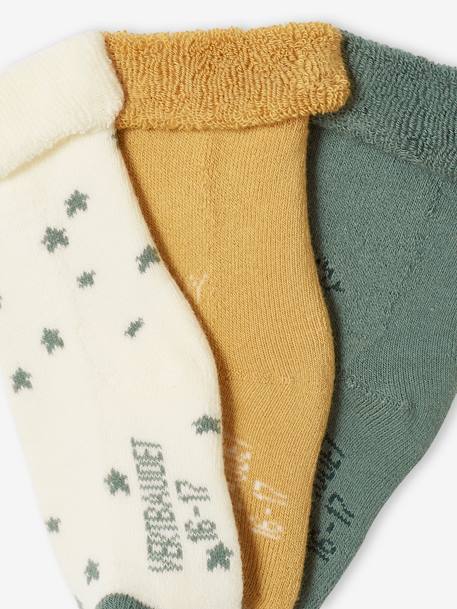 Lot de 3 paires de chaussettes étoiles, nuage et soleil bébé vert sauge 3 - vertbaudet enfant 