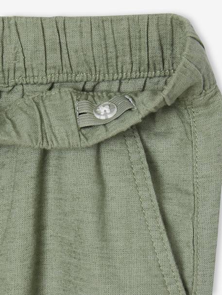 Pantalon léger garçon en coton/lin noisette+vert sauge 10 - vertbaudet enfant 