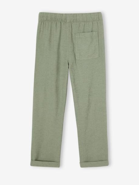Pantalon garçon coton/lin léger beige chiné+bleu nuit+noisette+vert sauge 17 - vertbaudet enfant 