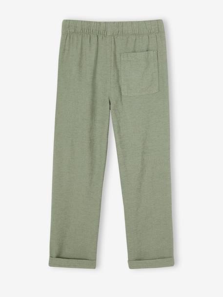 Pantalon léger garçon en coton/lin noisette+vert sauge 9 - vertbaudet enfant 