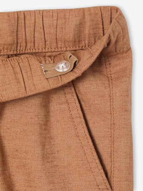 Pantalon garçon coton/lin léger beige chiné+bleu nuit+noisette+vert sauge 14 - vertbaudet enfant 