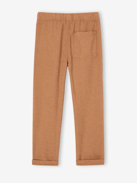 Pantalon léger garçon en coton/lin bleu nuit+noisette+vert sauge 8 - vertbaudet enfant 