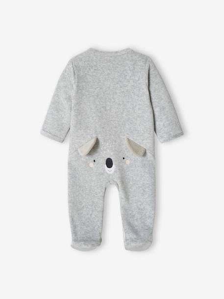 Pyjama bébé mixte velours animal personnalisable beige chiné+gris chiné 14 - vertbaudet enfant 