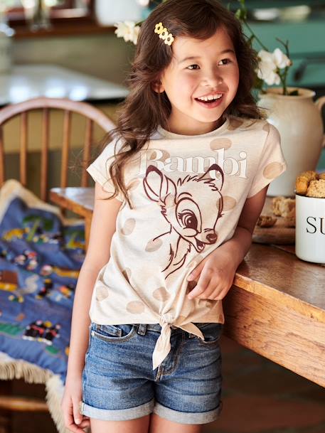 T-shirt fille manches courtes Disney® Bambi beige chiné 1 - vertbaudet enfant 