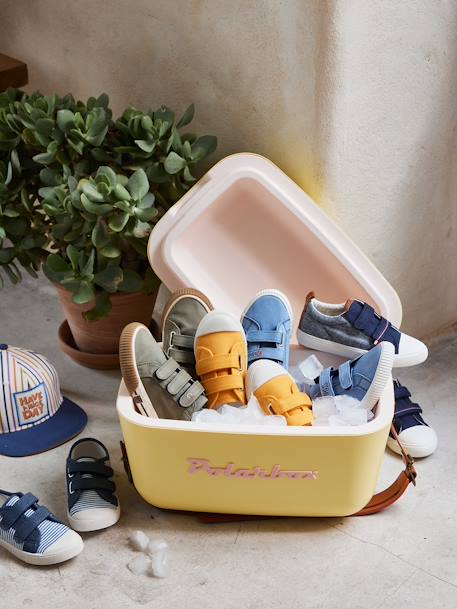 Baskets scratchées en toile enfant bleu+bleu ciel+moutarde 9 - vertbaudet enfant 