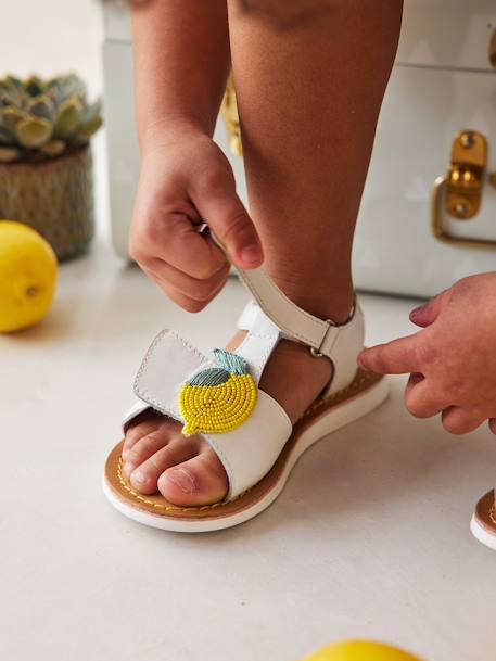 Sandales en cuir fille collection maternelle blanc 1 - vertbaudet enfant 