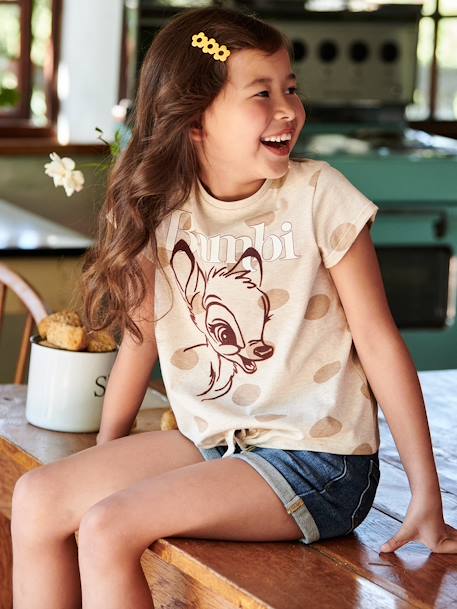T-shirt fille manches courtes Disney® Bambi beige chiné 2 - vertbaudet enfant 