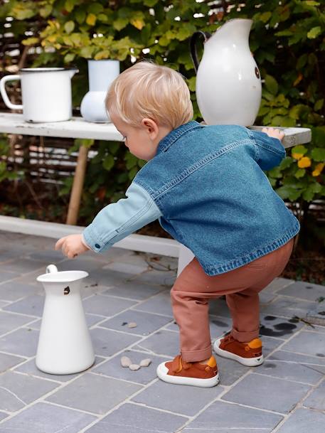 Pantalon bébé garçon en toile à taille élastiquée bleu grisé+noix de pécan 9 - vertbaudet enfant 