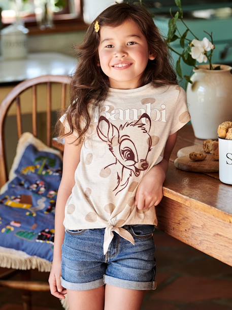 T-shirt fille manches courtes Disney Bambi beige chiné 3 - vertbaudet enfant 