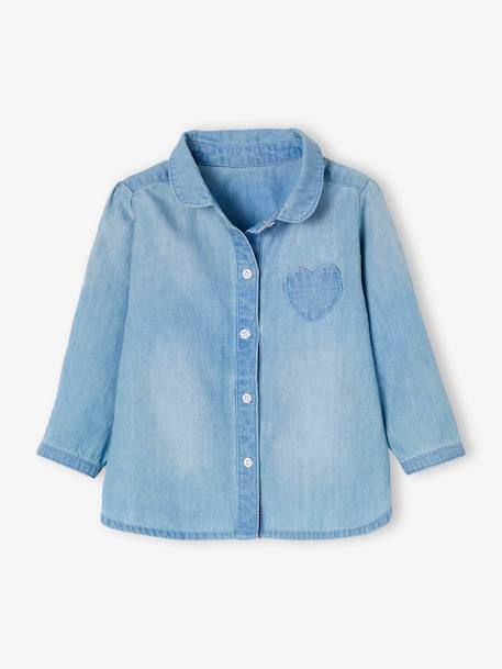 Bébé-Chemise en jean délavé bébé fille personnalisable