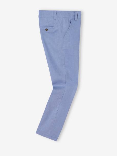 Pantalon chino garçon en coton/lin beige clair+bleu+marine foncé 8 - vertbaudet enfant 