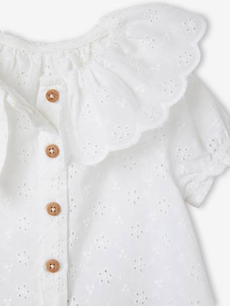 Ensemble 3 pièces bébé blouse brodée, short en gaze de coton et son bandeau assorti rose 5 - vertbaudet enfant 