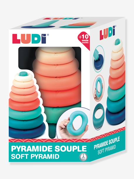 Pyramide à empiler d’anneaux LUDI multicolore 5 - vertbaudet enfant 