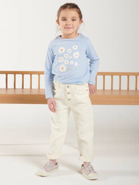 Pantalon fille mom MorphologiK fin écru+encre+pêche+rose poudré 2 - vertbaudet enfant 