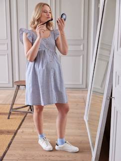 -Robe courte vichy sans manches grossesse et allaitement